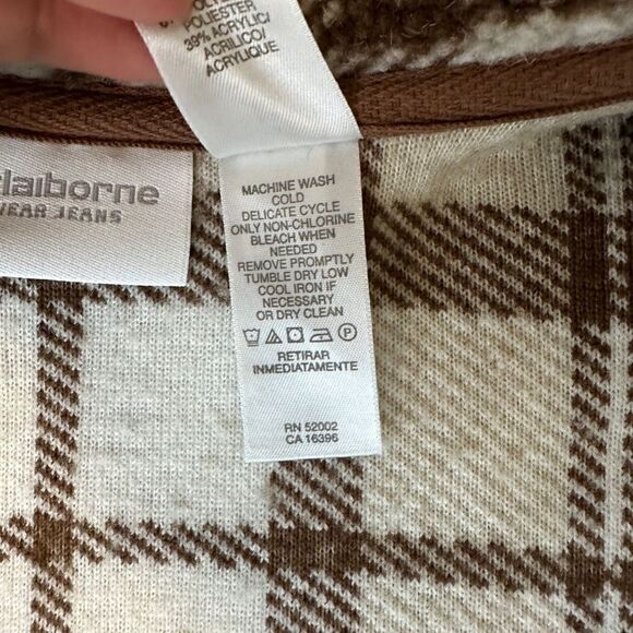 Excellent Used Condition Fuzzy Plaid Jacket Unlined Size Medium Liz Claiborne - Picture 10 of 10